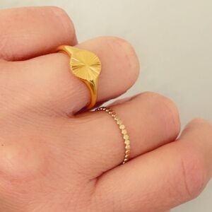 14k Gold Dipped Round Signet Ring – Chunky, Artisan Made, Size 6